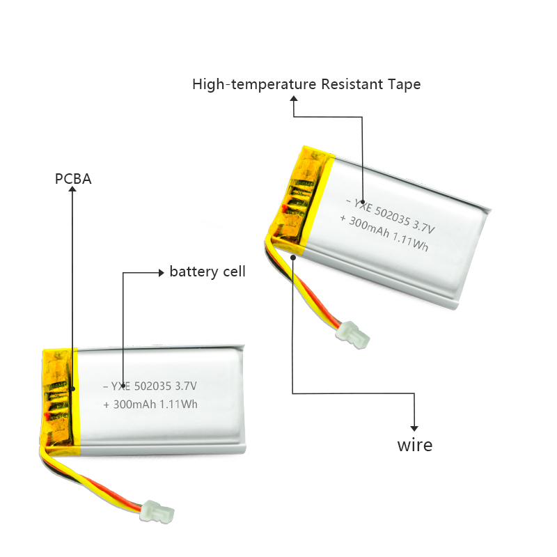 3.7 V Li-ion Battery 502035-300mah